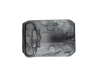 We will never forget! A patriotic POW belt buckle with USA Flags on each side of the well known emblem. Fits up to 1 1/2" belt. Imported. Available online and in our shop in Smyrna, TN, just outside of Nashville.