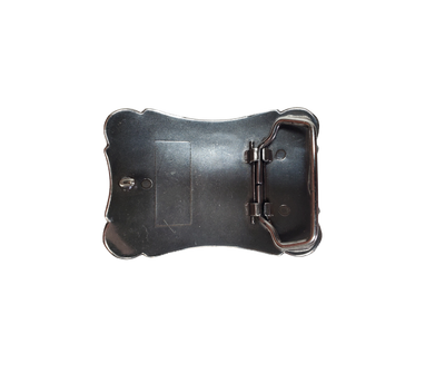 An ornate Classic Western scroll design in Antique Nickel. Looks great on plain 1 1/2" Black or Brown belts. An easy to wear 3"x 2" rectangle shape. Not too cowboy or too cowgirl, just enough of the classic west. Imported