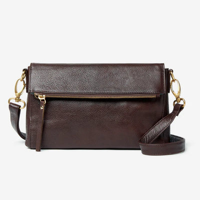 Charlotte Zip Foldover Leather Bag