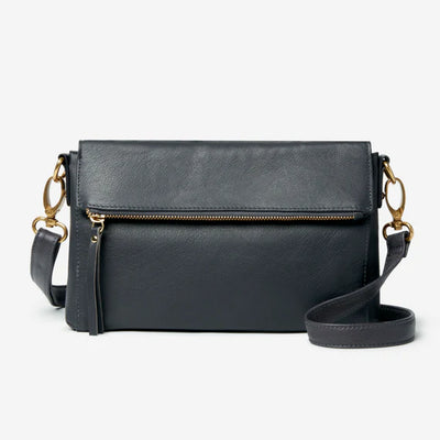Charlotte Zip Foldover Leather Bag
