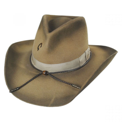 The Charlie 1 Horse Hat Company makes western fashion hats that allow you to express you personality through your hat.  Take yourself back to Tombstone, Deadwood or Dodge with the classic pinched crown accented with a ribbon style hat band with a bolo cord. The wool blend felt 3 1/2" brim is shaped with a great rounded look, but it can be re-shaped with a little bit of steam. Available for purchase at our retail shop in Smyrna, TN, just outside of Nashville.