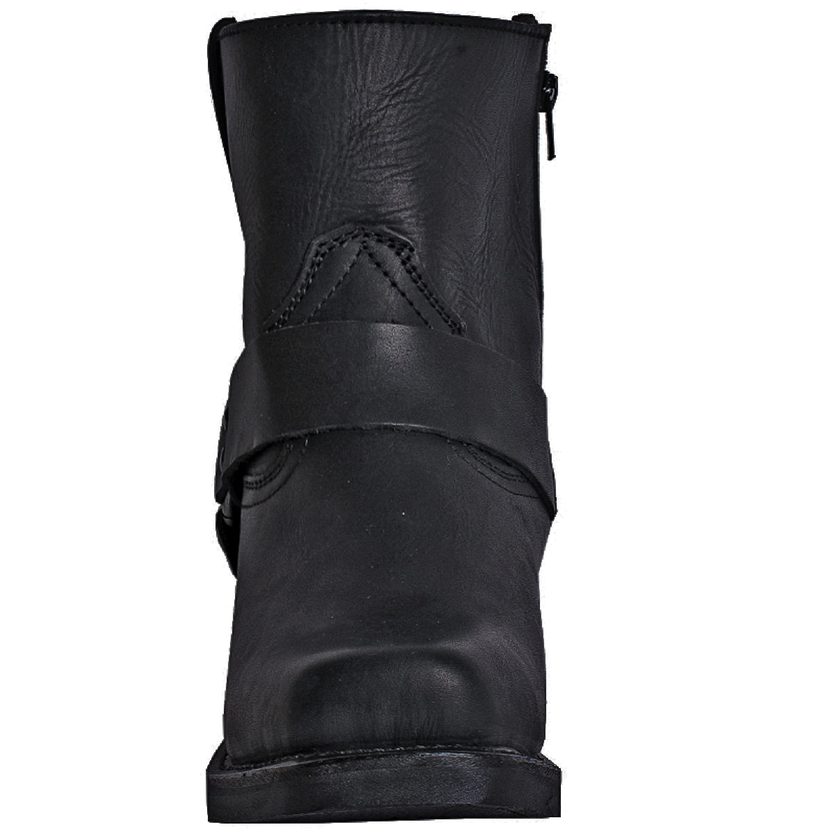 The Rev Up is a high-performance boot. Genuine leather construction from top to foot. Features a leather harness and brass ring. Classic snoot toe, soft lining and oil-resistant outsole.  LEATHER 11" HEIGHT 13" CIRCUMFERENCE Heel Height: 1 1/4" CUSHION COMFORT INSOLE SQUARE TOE OIL AND HEAT RESISTANT RUBBER OUTSOLE DOGGER HEEL
