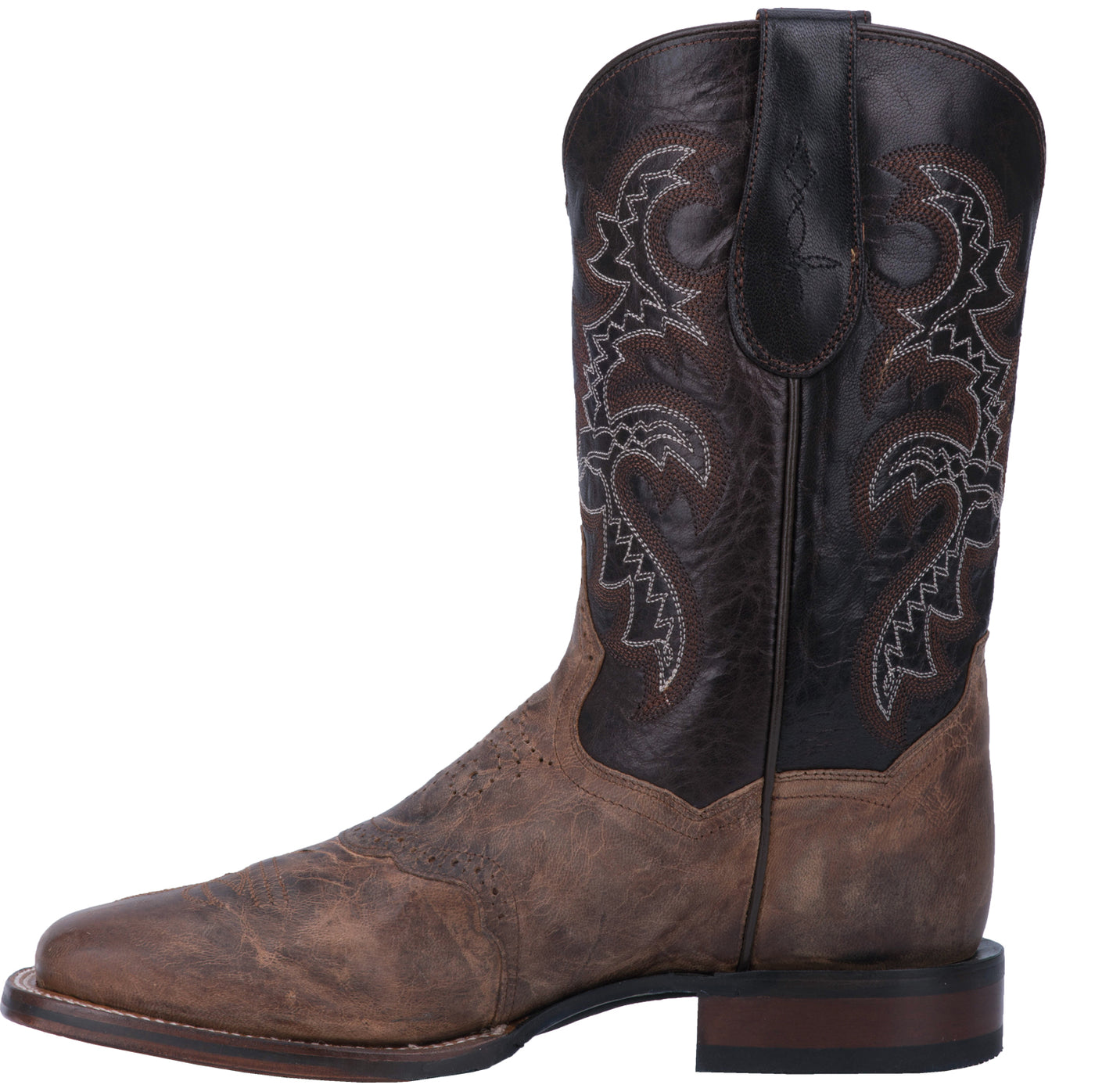 It's no wonder the Cowboy Certified Franklin boot is the most popular style in the line. This rugged, yet refined boot features a sand mad cat leather foot and black leather shaft. Fully leather lined with an Ultimate Gel-Flex insole, double-stitched welt, broad square toe, and 7/8” Stockman heel.  Style: DP2815