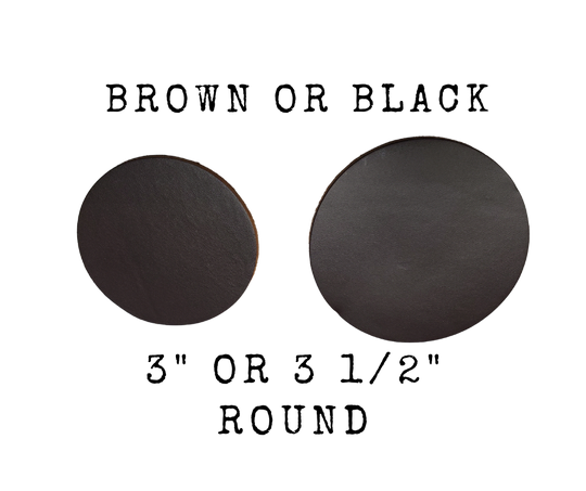 Do you have expensive hardwood or laminate floors you want to protect? These approx. 1/8" thick leather Furniture Pads will help. Sold in sets of 4 in each size and color. Choose black or brown in 3 different sizes.... 3" or 3 1/2" round or 4 1/4" square. Made in our Smyrna TN. shop just outside Nashville.