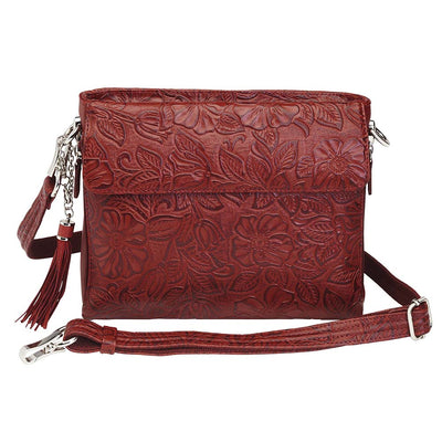 American Cowhide Leather Becomes softer with use, Durable, Ages to darker patina. Designed for either Left or Right handed use, CCW special outside back compartment zips open on 3 sides, Special padding to prevent imprinting, Adjust holster to your comfort draw angle, SLASH RESISTANT Shoulder Strap11-Ply Steel Cable Reinforced Cross Body Length, Easily clips on or off, Adjustable Shortest drop length = 12" / longest = 25"Total length = 49"