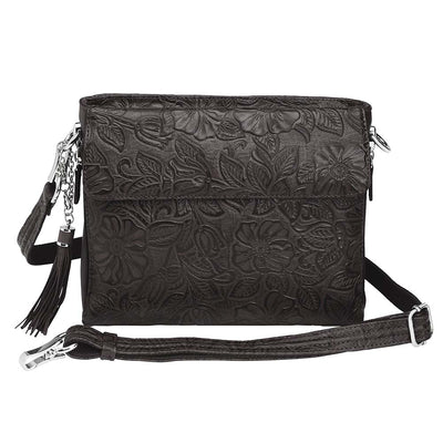 American Cowhide Leather Becomes softer with use, Durable, Ages to darker patina. Designed for either Left or Right handed use, CCW special outside back compartment zips open on 3 sides, Special padding to prevent imprinting, Adjust holster to your comfort draw angle, SLASH RESISTANT Shoulder Strap11-Ply Steel Cable Reinforced Cross Body Length, Easily clips on or off, Adjustable Shortest drop length = 12" / longest = 25"Total length = 49"