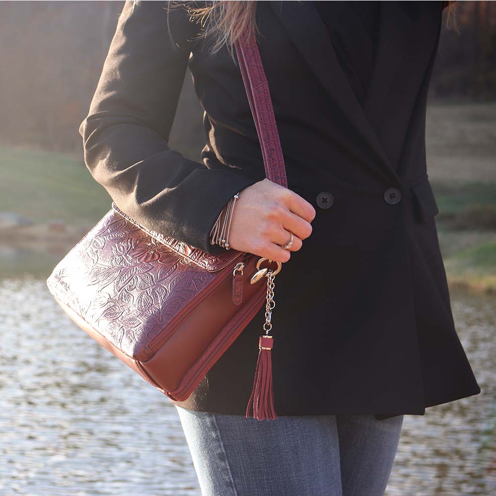 GTM Tooled American Cowhide Clutch W/Carry Conceal Compartment