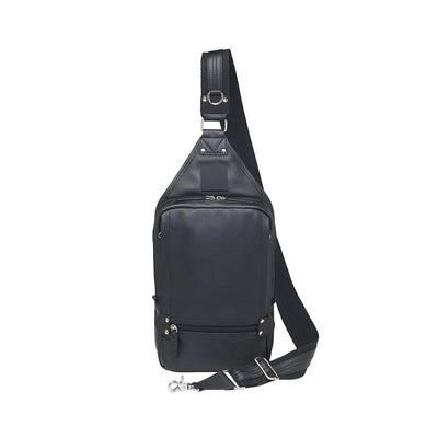 GTM Gun Compartment size: 7 – ¾” Wide x 10” Tall. Zipper opening: 8-1/2” – 9”Gun Footprint in holster: 7” Tall x 6-1/2” Wide. Antiqued Brass color hardware. Color: Distressed Brown   Slim Shape for ease of movement. Swings EASILY from back to front in seconds. Excellent for Wheelchair user.   Outsider front 3 separate zip pockets. Top zippered Main compartment2 inside extra pockets1 RFID protected zip pocket. IPAD easily fits
