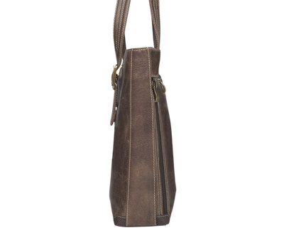 Distressed Vintage Tanned Full Grain Buffalo Leather. The more leather is used, day after day, the better it gets. Rich distressed patina comes with age Wonderfully soft from oils infused in tanning process. Designed for either Left or Right handed use Special padding to prevent gun imprinting.   SLASH RESISTANT SHOULDER STRAP Ply steel wire tastefully reinforced Cross Body length Easily clips on or off. 