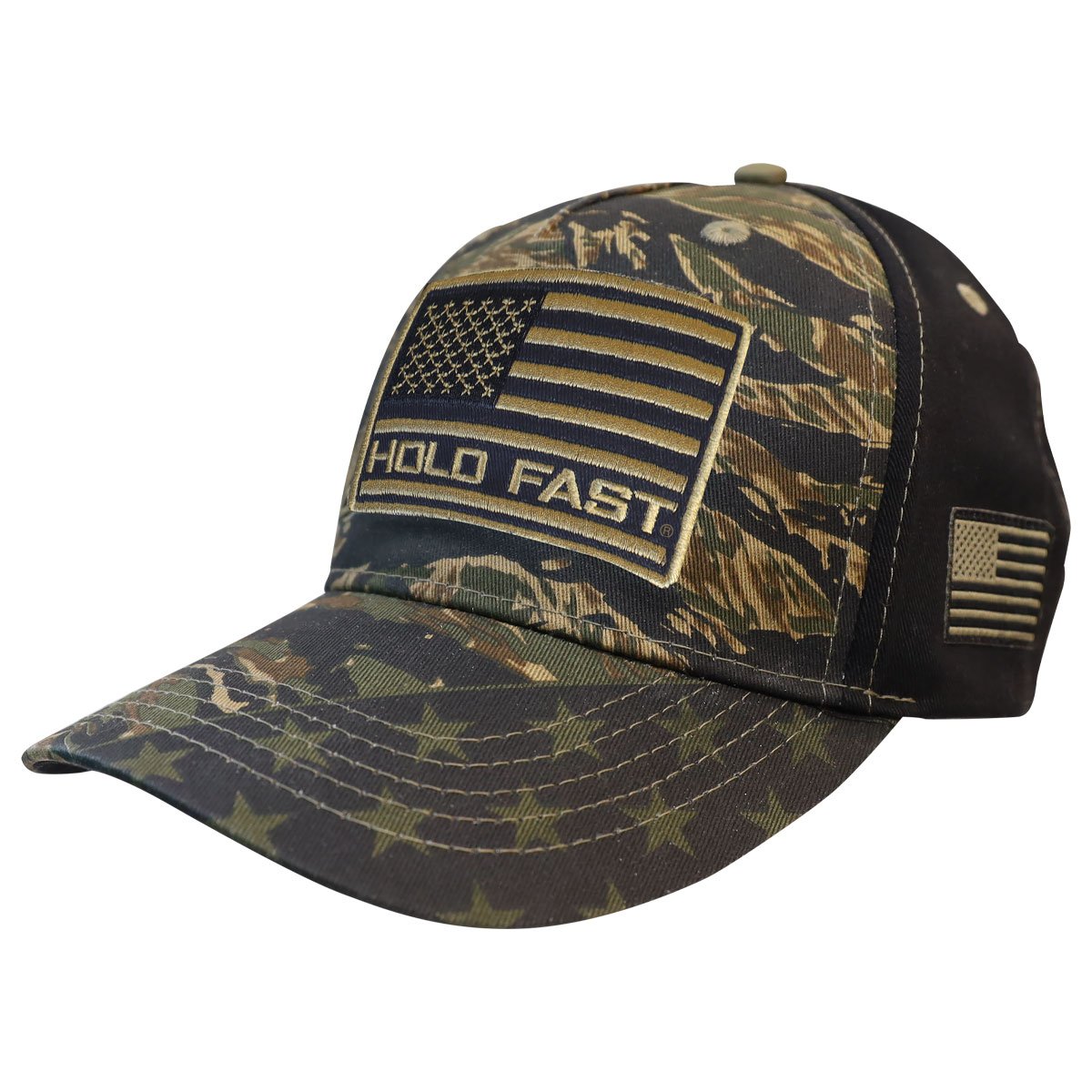 Share your faith in America with this bold take on camouflage. Our “Tiger Stripe Camo” Cap by HOLD FAST® offers a rugged blend of patriotism and jungle style. The flag of the United States of America is worthy of celebration! We can stand up for our flag because of the sacrifice of those who serve in the United States Armed Forces, and ultimately because of the sacrifice of our Lord and Savior, Jesus Christ, on the cross at Calvary. 