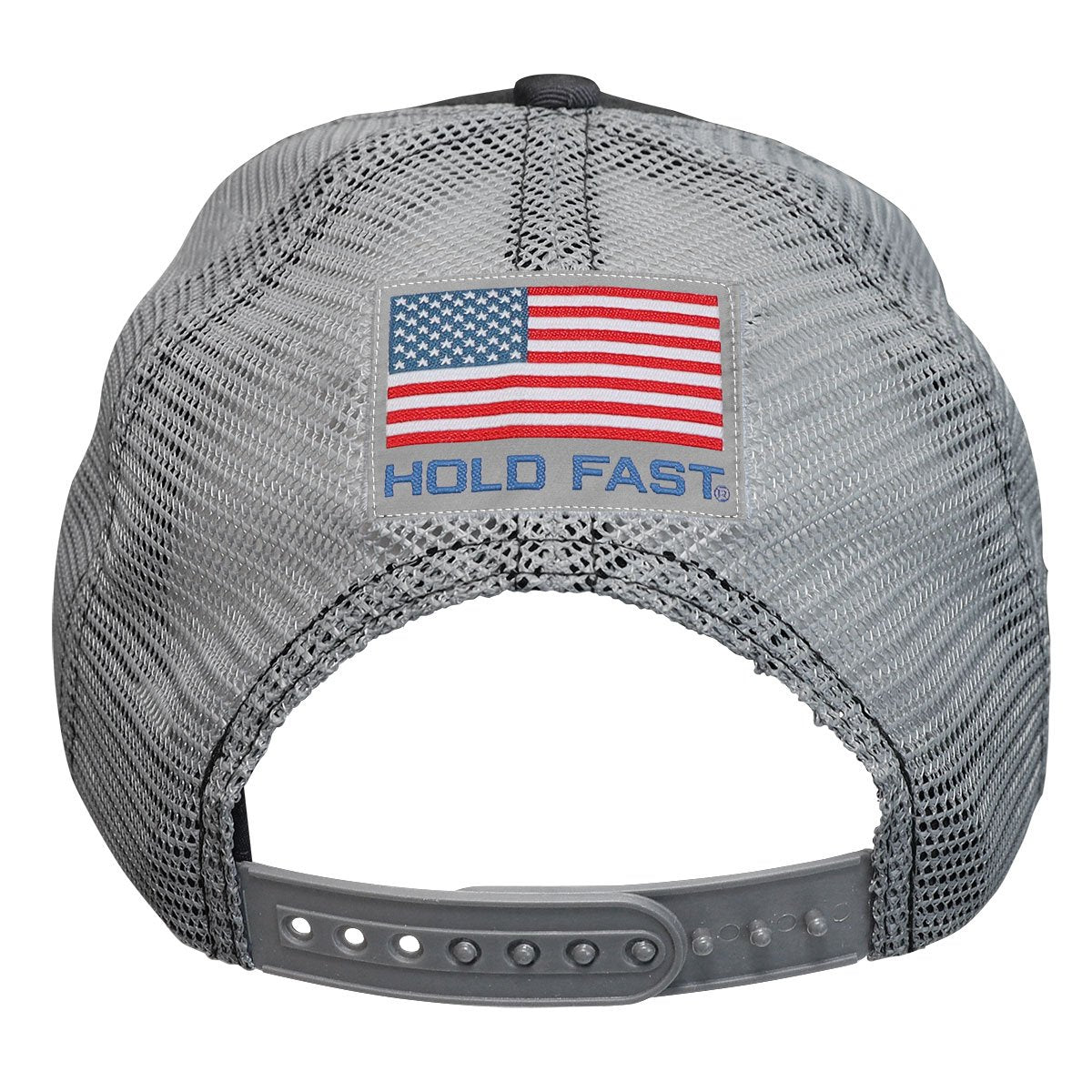 Declare your love of Faith, Family, Freedom in this HOLD FAST™ Cap in Black bill Grey front and a White back. Hold fast to these things so we can celebrate the sacrifice of those who serve in the United States Armed Forces—and ultimately because of the sacrifice of our Lord and Savior, Jesus Christ, on the cross at Calvary. When you pledge allegiance to the flag or see those colors flying in the breeze, think on these things.