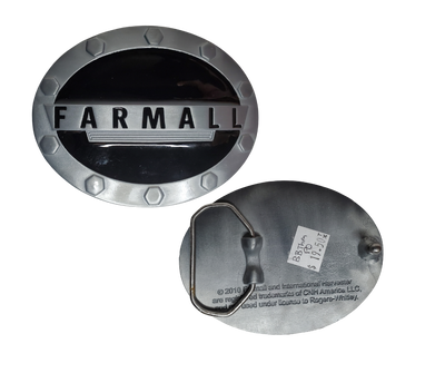 Licensed Farmall buckle with a OVAL shape is good for most body types without digging in to your mid section. Fits up to 1  1/2" belts. Dimensions are approx. 3" tall x 4"wide.