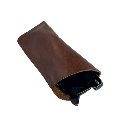 Made in USA Soft Leather eyeglass cover. Available in Black or Assorted Brown. BUY MORE and SAVE!