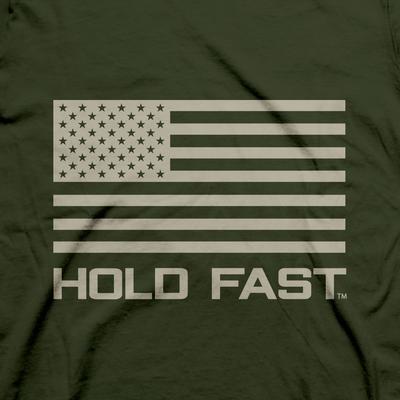 Get in the hunt with this HOLD FAST® Men’s Christian T-Shirt in City Green. Killing animals is controversial in our modern culture, but properly seen against Scripture, we learn that God provided meat for us as a way to feed our families. We are designed to be carnivores, and to eat tasty animals to live. Limited sizes remain, only one left for sizes S, L, & 3X. Available online and in our retail shop in Smyrna, TN.