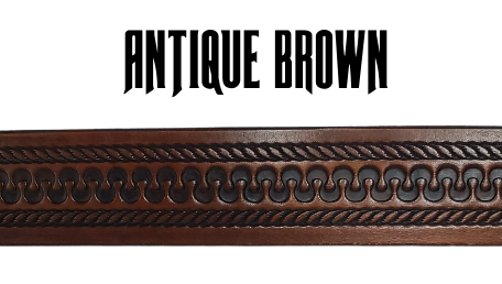This belt's got some class! Embossed with a classic western serpentine/rope pattern and made with 1/8" thick Veg tan cowhide, the "Law Dawg" Name Leather Belt will give you the durability and style to last for miles and miles if you get a bit rowdy - It's made in our Smyrna, TN shop just outside Nashville, TN. Saddle up!