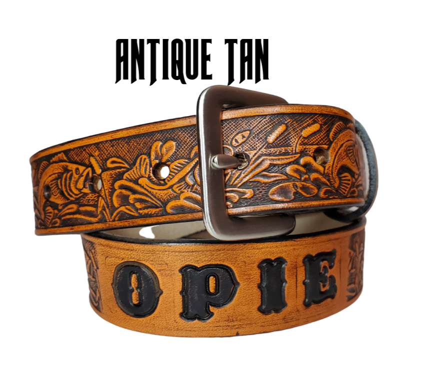 Lil' Fishin Leather KIDS/CHILDRENS Name Belt