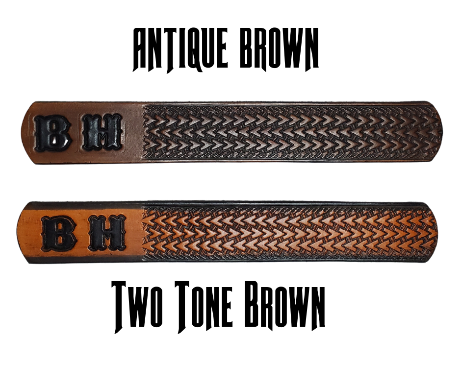 Our "Kid's Wayfarer" is just like the Wayfarer' for dad or mom. Full grain American vegetable tanned cowhide approx. 1/8"thick. Width is 1 1/4" and includes Antique Nickle plated Solid Brass buckle. We Hand Finish with each belt. Edges are smooth burnished painted edges. Made in our Smyrna, TN, USA shop. Buckle snaps in place for easy changing if desired.  Choose with or without name