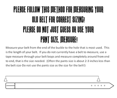 Instructions on how to measure your belt for correct sizing and fit