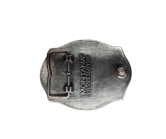 Heavily antiqued two tone Cowboy Up Attitude buckle with painted black longhorn steer under phrase. Standard 1.5 belt swivel Available at our shop just outside Nashville in Smyrna, TN. Dimensions: Width 4.00" Height 3.25" Length 0.80"