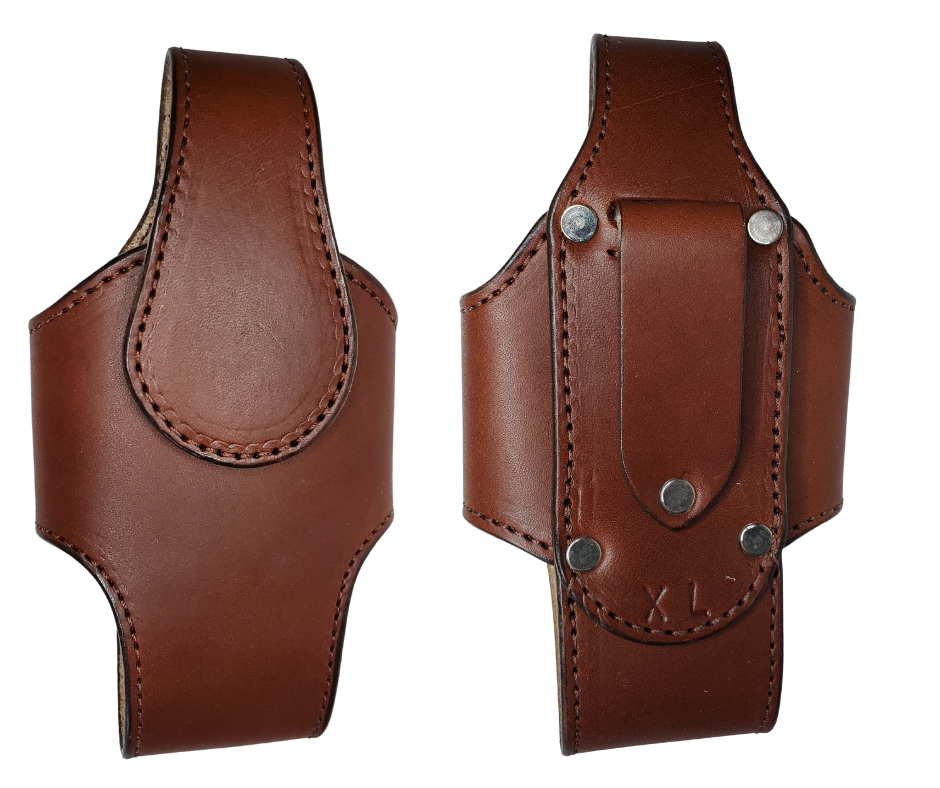 Made in USA Bridle Leather phone holster with a vertical belt loop on the back. Complete with a magnetic closure to secure your phone while making it easy to open. This case will flatten out with use while being being to last for years. Stitched and riveted construction with a belt loop for secure attaching to belt NOT a clip to fall off when you least expect it.