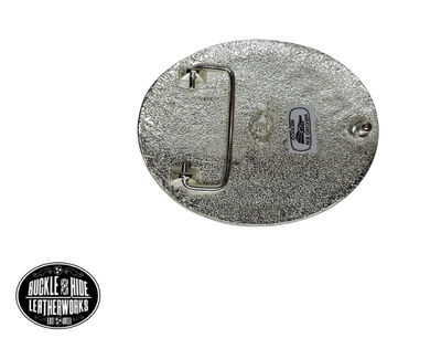 For the boy or girl that wants a buckle like Dad or Mom. It's smaller 2"x 2 1/2" size is great for smaller bodies and will fit up to a 1 1/4" belt strap. It's plated nickel and gold tone looks just like a real Trophy buckles that all Rodeo stars win. Imported from Mexico.