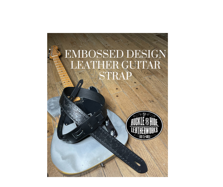 Rustler SOLID Black Leather Guitar Strap