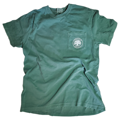 This soft tee is a Comfort Colors front-pocket tee! 100% ring spun cotton, Soft washed garment dyed fabric. Made of 100% pre-shrunk cotton that runs true to size, this premium T-shirt can be machine washed and tumbled dry medium. If you don’t want to ruin the design, do not iron it! Available online and in our retail shop in Smyrna, TN.