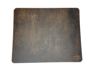 This heavy Bridle leather mouse pad with hand burnished smooth edges and is approx. 1/8" thick. Size is 8" x 10".  This size gives you plenty of room to mouse around! May choose plain or with 1-3 initials stamped in lower left corner with our logo stamped in the lower right corner. Made in our shop just outside Nashville in Smyrna, TN.