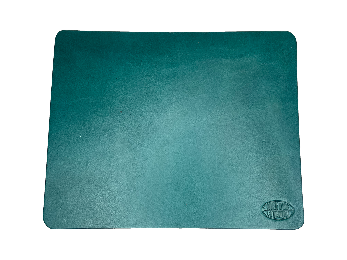 This heavy Bridle leather mouse pad with hand burnished smooth edges and is approx. 1/8" thick. Size is 8" x 10".  This size gives you plenty of room to mouse around! May choose plain or with 1-3 initials stamped in lower left corner with our logo stamped in the lower right corner. Made in our shop just outside Nashville in Smyrna, TN.