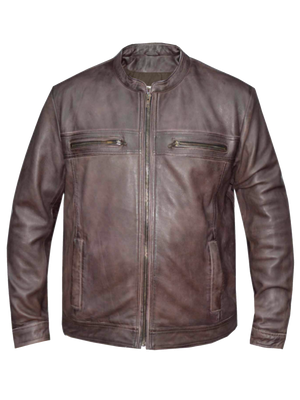 Brown Scooter Leather Jacket Soft Lightweight Distressed Brown Lamb with Scooter style collar and covered zippers Gun metal out hardware with Vented zipper chest pockets and two lower zipper pockets. 2 vents in the back. 2 inside concealed gun pockets made of special heavy-duty textile with built-in holsters and snap closure.  Heavy mesh inner liner for full ventilation and Zip-out, full-sleeve, high performance insulated liner for extra warmth. Sizes S-5XLAvailable in our Smyrna, TN Shop