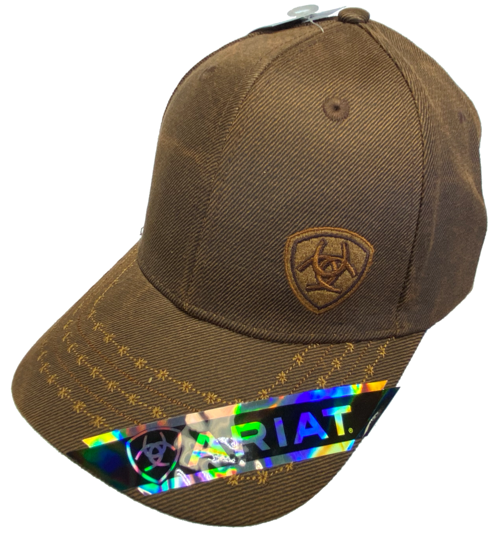 Brown Trucker cap with velcro closure. Structured front has small Ariat logo embroidered. Available at our shop just outside Nashville in Smyrna, TN.