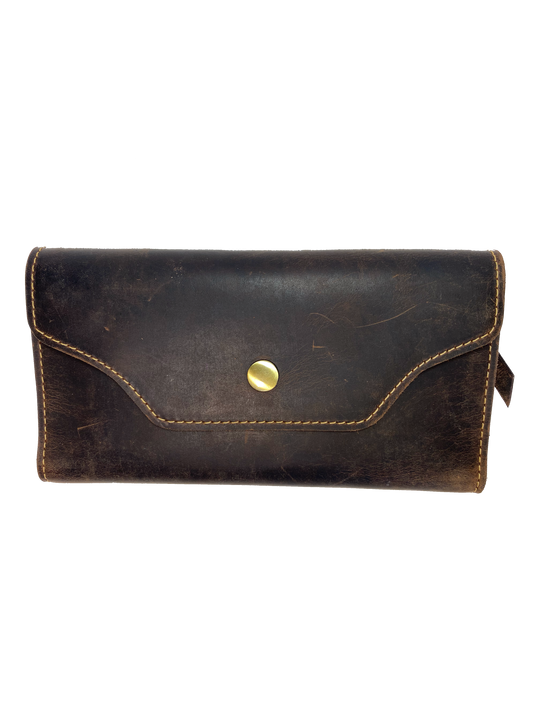 Leather Long Clutch Style Wallet with 4 card slots, I.D. slot, cash and coin pocket, zippered pocket. A convenient way to keep everything you need in one place! Imported and Buckle and Hide Approved! Available in Distressed Brown, Grey, Turquoise. Check'em out at out Smyrna, TN down I24 from Nashville.