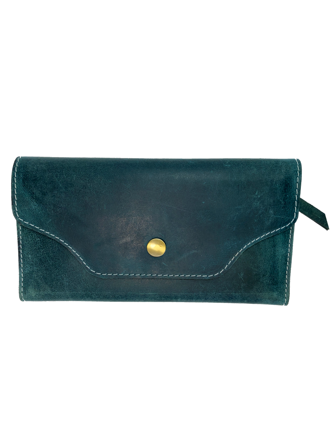 Leather Long Clutch Style Wallet with 4 card slots, I.D. slot, cash and coin pocket, zippered pocket. A convenient way to keep everything you need in one place! Imported and Buckle and Hide Approved! Available in Distressed Brown, Grey, Turquoise.