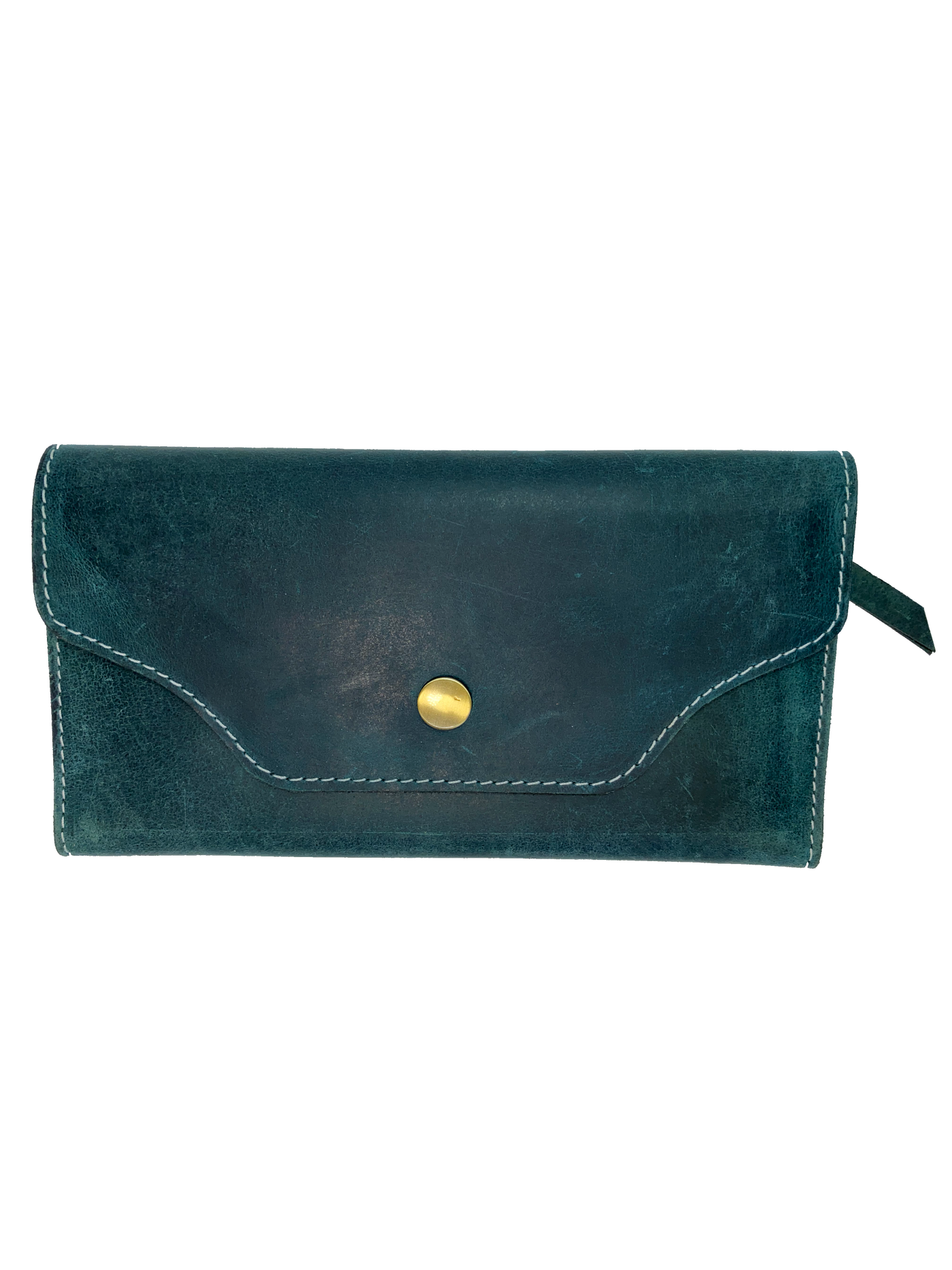 Leather Long Clutch Style Wallet with 4 card slots, I.D. slot, cash and coin pocket, zippered pocket. A convenient way to keep everything you need in one place! Imported and Buckle and Hide Approved! Available in Distressed Brown, Grey, Turquoise.