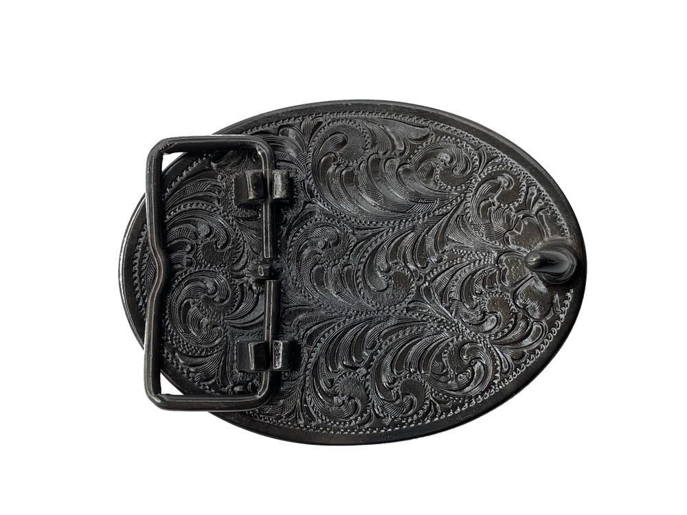 Idaho State buckle by AndWest Dimensions are 3" tall by 3 3/4" wide Fits belts up to 1 1/2" wide Buckle is brass colored with Idaho Gem State embossed across front of buckle. Mountain scene in the back behind "Idaho". Back of buckle has Western scroll design Available in our online store and in the retail shop in Smyrna, TN, just outside of Nashville. Made in Mexico