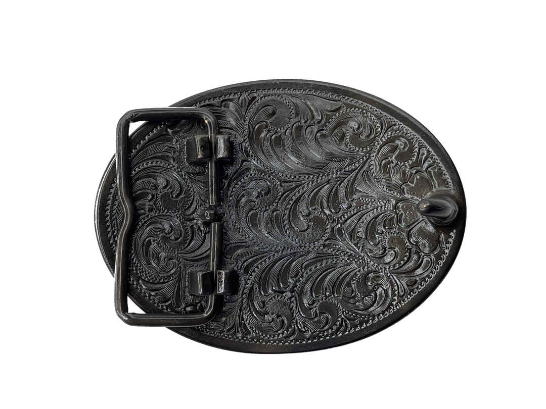 Idaho State buckle by AndWest Dimensions are 3" tall by 3 3/4" wide Fits belts up to 1 1/2" wide Buckle is brass colored with Idaho Gem State embossed across front of buckle. Mountain scene in the back behind "Idaho". Back of buckle has Western scroll design Available in our online store and in the retail shop in Smyrna, TN, just outside of Nashville. Made in Mexico