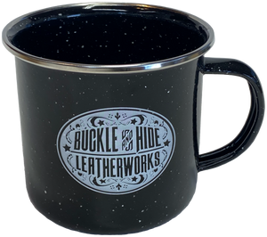 Enjoy for favorite coffee brew in this camping outdoorsy style cup. Our campfire mug is has a speckled look that lends a rustic appeal that's so a part of our Buckle and Hide Shop. 