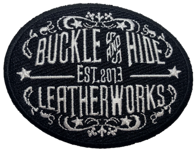 Black and White Buckle and Hide Graphic Embroidered Patch