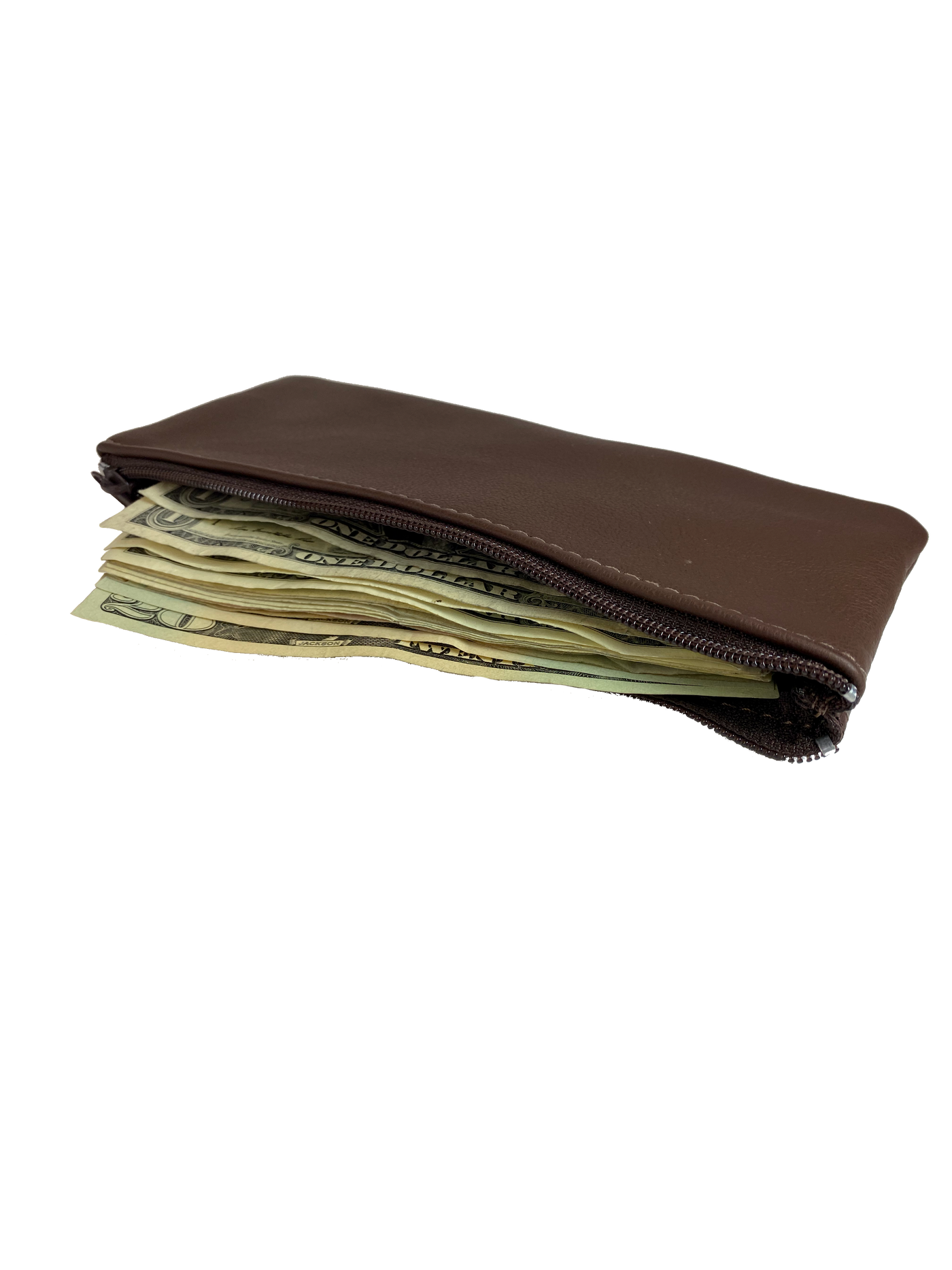 Large Leather Zippered Case. Great for carrying cash! Currently available in Brown. Sold at our shop in Smyrna, TN.