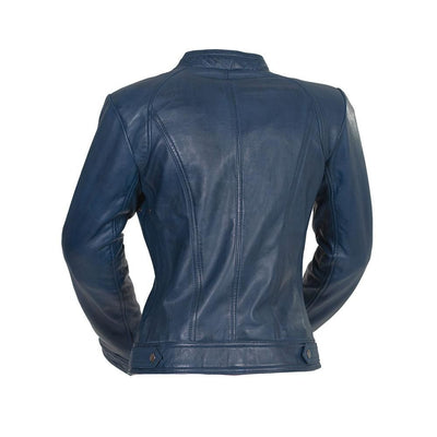 This classic cut genuine leather jacket is perfect for any occasion, from the Whet Blu line.  Dyed Leather. Zipper front. Long sleeves with adjustable snap cuffs. Wind resistant shell. Three outside pockets. Two inside pockets. Designed to hit just below the waist. Lightweight. Lining is polyester. dry clean. Imported. Available in sizes XS-5X, online only. Colors: army green, night blue, whiskey, black and oxblood. back view