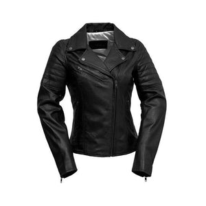 A classic rocker style jacket made from lambskin leather from Whet Blu.  Classic fit. Zip sleeves. Fully lined. One chest pocket. Two hand pockets. Lifetime Warranty on Hardware. Clean by leather specialist. Imported. Available in Black and Oxblood. Sizes XS-5X. Online Only, front of black jacket pictured.