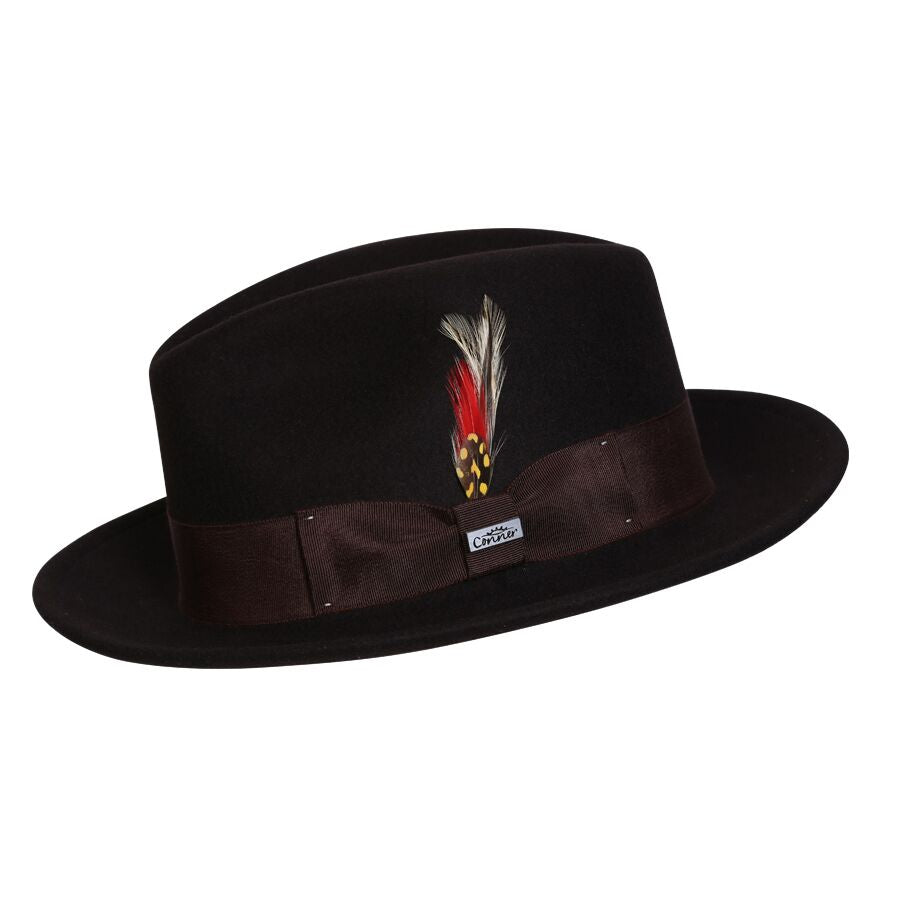 Classic Fedora in wool Sizes S-XL Choose Black or Brown Available in our retail shop in Smyrna, TN, just outside of Nashville. side view