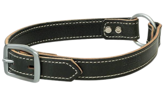 Constructed from durable, weather-resistant bridle leather. Center ring allows the collar to roll if caught on an obstruction. Aluminum-finished hardware provides long-lasting durability. Precise wheat stitching gives these collars a classic look. Available at our Smyrna, TN shop just outside Nashville.