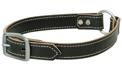 Constructed from durable, weather-resistant bridle leather. Center ring allows the collar to roll if caught on an obstruction. Aluminum-finished hardware provides long-lasting durability. Precise wheat stitching gives these collars a classic look. Available at our Smyrna, TN shop just outside Nashville.