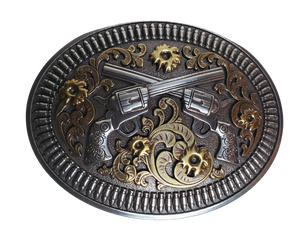 Dress up your favorite belt with this Nocona Crossed P****l buckle Complete with B****t holes and Shells around the edge Measures 2-1/2" tall x 3-1/4" wide  Available also in our Smyrna, TN shop just outside Nashville