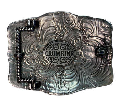 Crumrine buckle with Rope edging with Elk This buckle will look great with your favorite pair of jeans or dress pants.  Measures 2-3/4 x 3-1/2.  Available at our shop just outside Nashville in Smyrna, TN.