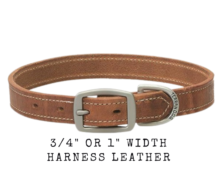 Handcrafted from weather-resistant, extra heavyweight Hermann Oak® russet harness leather for long-lasting durability Flat design provides even pressure distribution Aluminum-finished hardware stays strong for years to come Precise wheat stitching gives these collars a classic look. Available at our Smyrna, TN shop just outside Nashville.      