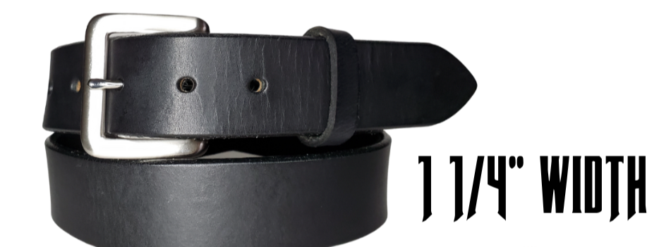 Our Kids/Youth Belt is available as a Combo or as just buy one! It's a great choice who just needs a simple belt for school or if you have you r own buckle already. We use the same Full grain Distressed Brown Water Buffalo or Black cowhide leather as our adult version. The width is 1 1/4" and the buckle snaps in place for easy changing if desired. Choose a Black or Distressed Brown Leather belt for the Combo. Made in our Smyrna, TN, USA shop.  NO names on this belt.    
