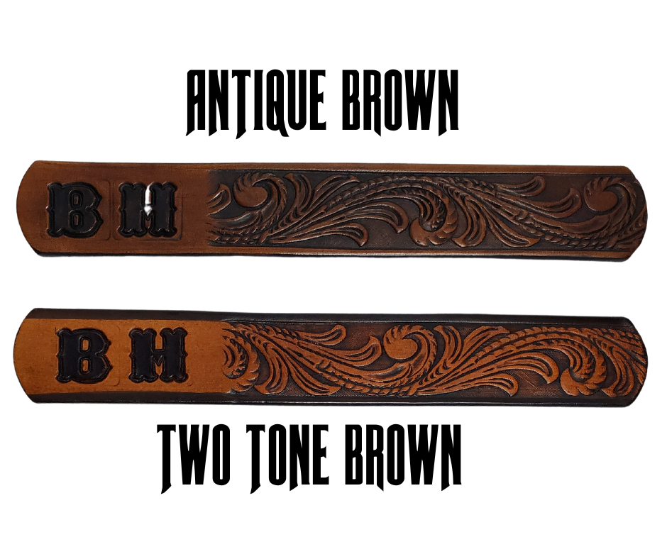 Our Kid's Rustler is just like the Rustler for dad or mom. Full grain American vegetable tanned cowhide approx. 1/8"thick. Width is 1 1/4" and includes Antique Nickle plated Solid Brass buckle. We Hand Finished with a darker brown edge feathered into a tan center. Edges are smooth burnished painted edges. Made in our Smyrna, TN, USA shop. 