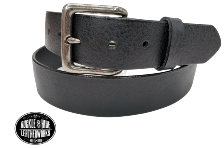 &nbsp;If you prefer a soft already broken in feel this is the perfect belt. Lightly Pebbled top grain cowhide leather will not tear nor peel apart. Available in BLACK or CHOCOLATE Brown , pick one or the COMBO. It has a classic satin finish, smooth pebble texture, with beveled painted edges. The strap is 1 1/2" wide and has a antique silver colored buckle held by 2 snaps for easy buckle change. Comfortable from the start, belt is handmade in our Smyrna, TN shop, just outside Nashville.